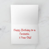 Happy Birthday 3 Year Kaart (Binnen)