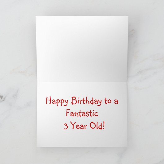 Happy Birthday 3 Year Kaart (Binnen)