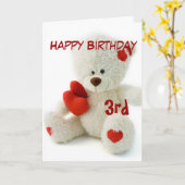 Happy Birthday 3e teddybeer thema Kaart (Gele Bloem)