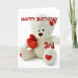 Happy Birthday 3e teddybeer thema Kaart