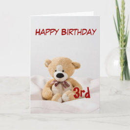 Happy Birthday 3rd Teddy Bear Thema Kaart