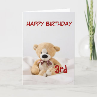 Happy Birthday 3rd Teddy Bear Thema Kaart