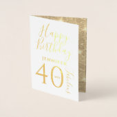 Happy Birthday 40 en Fabulous White Gold Glitter Folie Kaarten (Voorkant)