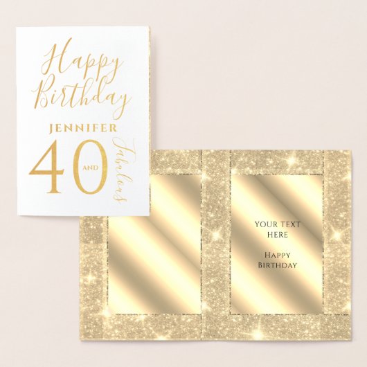 Happy Birthday 40 en Fabulous White Gold Glitter Folie Kaarten (Display)