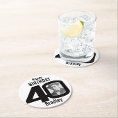 Happy birthday 40 naam en fotopapier onderzetters (Insitu)