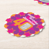 Happy birthday 40e naam en fotopapier onderzetters (Gekanteld)