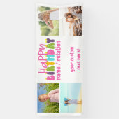 Happy Birthday 4 Foto kleurrijke kaarsen Spandoek (Verticaal)