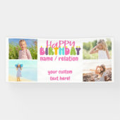 Happy Birthday 4 Foto kleurrijke kaarsen Spandoek (Horizontaal)