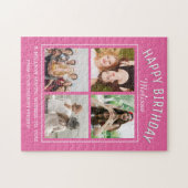 Happy Birthday 4 Fotocollage Beste Vriend Roze Legpuzzel (Horizontaal)