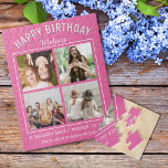 Happy Birthday 4 Fotocollage Beste Vriend Roze Legpuzzel<br><div class="desc">Unieke foto puzzel voor de verjaardag meisje gepersonaliseerd met 4 foto's en verjaardagswensen.</div>