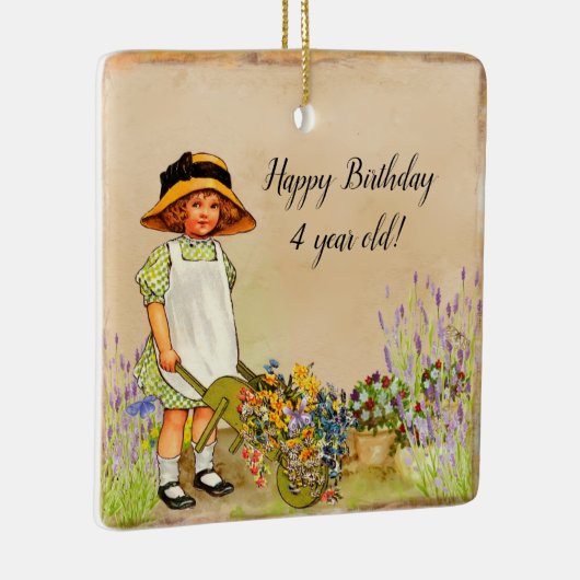 Happy Birthday 4 jaar oud Keramisch Ornament (Rechts)