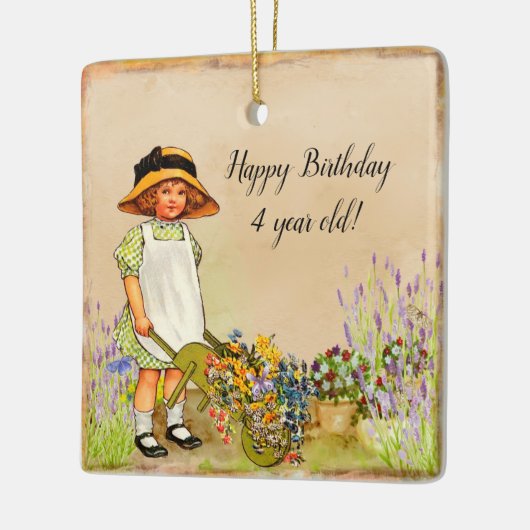 Happy Birthday 4 jaar oud Keramisch Ornament (Links)