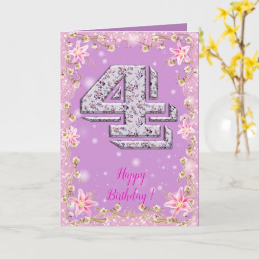 Happy Birthday 4 Kaart (Gele Bloem)