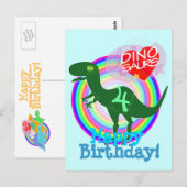 Happy Birthday 4 Years T-Rex Dino Postcard Briefkaart (Voorkant / Achterkant)