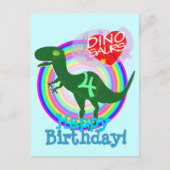 Happy Birthday 4 Years T-Rex Dino Postcard Briefkaart (Voorkant)