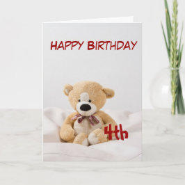 Happy Birthday 4th Teddy Bear Theme Kaart