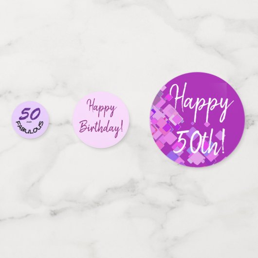 Happy Birthday "50 and Fabulous" Typography Party Confetti (Achterkanten)
