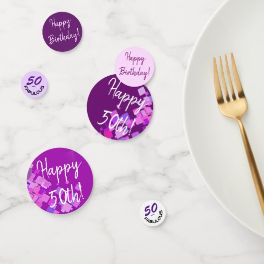 Happy Birthday "50 and Fabulous" Typography Party Confetti (Groep)