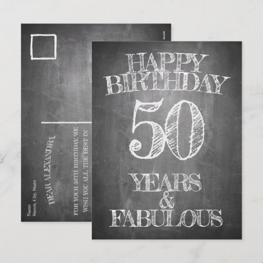 Happy Birthday - 50 jaar en verbluffend Feestdagenkaart (Voorkant / Achterkant)