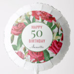 Happy Birthday 50th Floral Waterverf Aangepast Ballon<br><div class="desc">Dit is een zeer elegante Happy Birthday 50th Floral Waterverf Custom Balloon die gepersonaliseerd kan worden door de tekst te vervangen door je eigen naam en leeftijd. De bloemetjes van rood,  wit met groen blad zijn erg . Personaliseer het met uw informatie.</div>