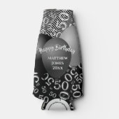 Happy Birthday 50th Number Pattern Black/White 50 Flesjeskoeler (Voorkant)