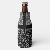 Happy Birthday 50th Number Pattern Black/White 50 Flesjeskoeler (Fles Achterkant)