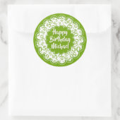 Happy Birthday 50th Number Pattern Green/White Ronde Sticker (Tas)