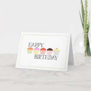 Happy Birthday 5 Cupcake Kaart