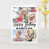 Happy Birthday 5 Fotocollage Elegant Minimalist Kaart (Gele Bloem)
