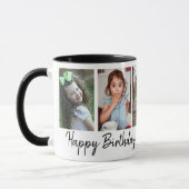 Happy Birthday 5 Fotocollage Zwart-wit Mok (Links)
