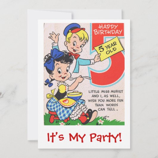 Happy Birthday 5 jaar oude inite Kaart (Voorkant)