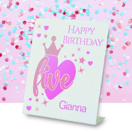 Happy Birthday #5 party Pedestal Sign Reclamebord Met Voetstuk