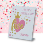 Happy Birthday #5 party Pedestal Sign Reclamebord Met Voetstuk