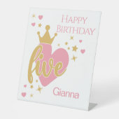 Happy Birthday #5 party Pedestal Sign Reclamebord Met Voetstuk (Voorkant)