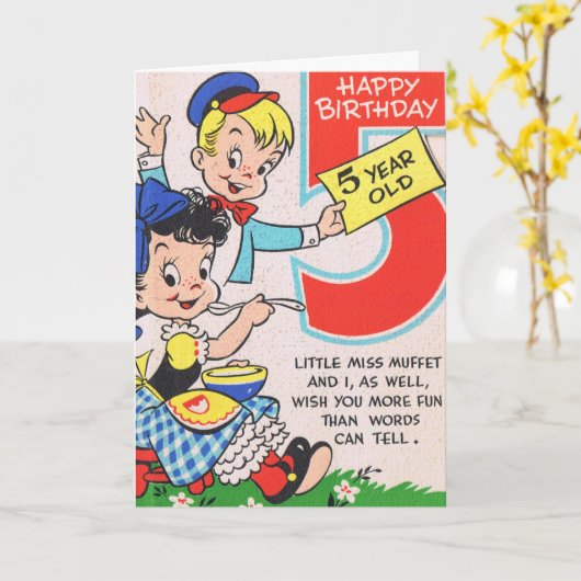 Happy Birthday 5 Year Kaart (Gele Bloem)
