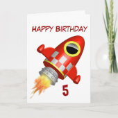Happy Birthday 5th Little Rocket Theme Kaart (Voorkant)