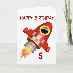 Happy Birthday 5th Little Rocket Theme Kaart