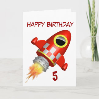 Happy Birthday 5th Little Rocket Theme Kaart