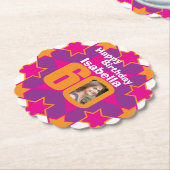 Happy birthday 60e naam en fotopapier onderzetters (Gekanteld)
