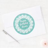 Happy Birthday 60th Number Pattern Blauwgroen en w Ronde Sticker (Envelop)