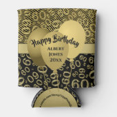 Happy Birthday 60th Number Pattern Gold en Black Blikjeskoeler (Voorkant)