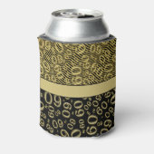 Happy Birthday 60th Number Pattern Gold en Black Blikjeskoeler (Blikje Achterkant)