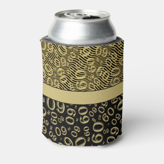 Happy Birthday 60th Number Pattern Gold en Black Blikjeskoeler (Blikje Achterkant)