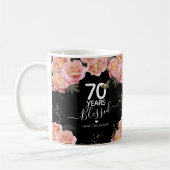 Happy Birthday 70 jaar gebufferde roze Floral Koffiemok (Links)