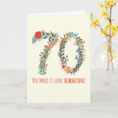 Happy Birthday 70, je laat het er zo mooi uitzien  Kaart (Gele Bloem)