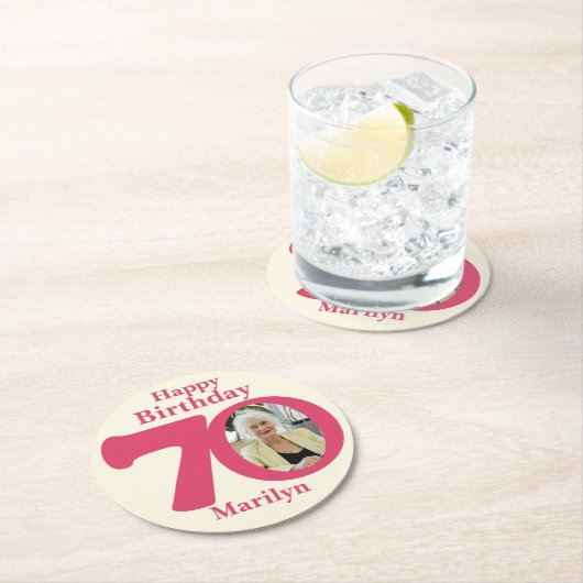 Happy birthday 70 naam en fotopapier onderzetters (Insitu)