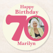 Happy birthday 70 naam en fotopapier onderzetters (Voorkant)