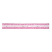 "Happy Birthday" 70 Number Pattern Pink and White Satijnen Lint (Voorkant)