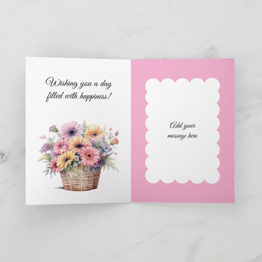 Happy Birthday 70 today flowers pink Kaart (Binnen)