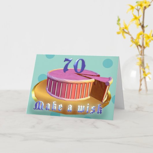 Happy Birthday 70 Verjaardag Kaart Roze Cake strep (Gele Bloem)